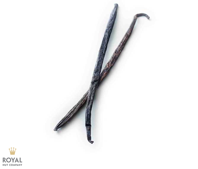 Vanilla Beans white background with a photo of 2 Vanilla Beans