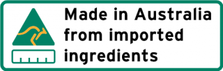 Made in Australia form Local and Imported Ingredients