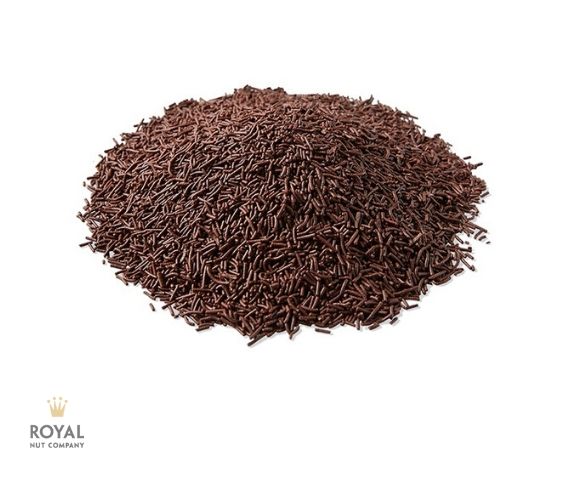 Chocolate sprinkles A white background image with a pile of brown Chocolate sprinkles