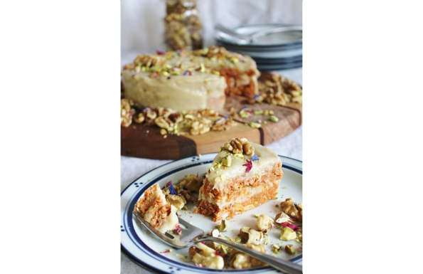 carrot-cake-with-cashew-cream-cheese-frosting-pistachios-and-walnuts