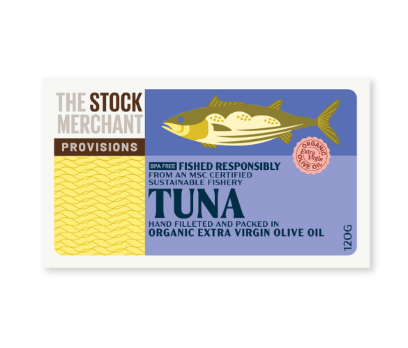 The Stock Merchant - Organic tuna white background with a photo of The Stock Merchant - Organic tuna