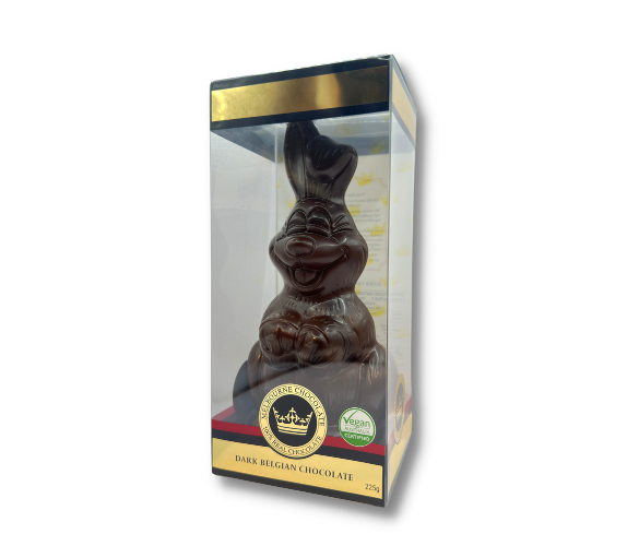 Dark chocolate smiling bunny