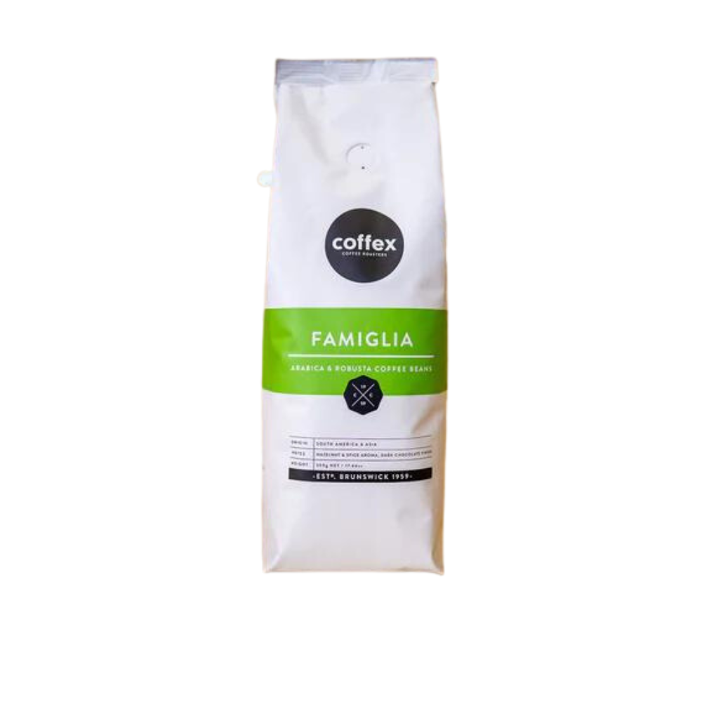 Coffex - Famiglia beans Coffex - Famiglia beans. 500g bag of coffee beans.