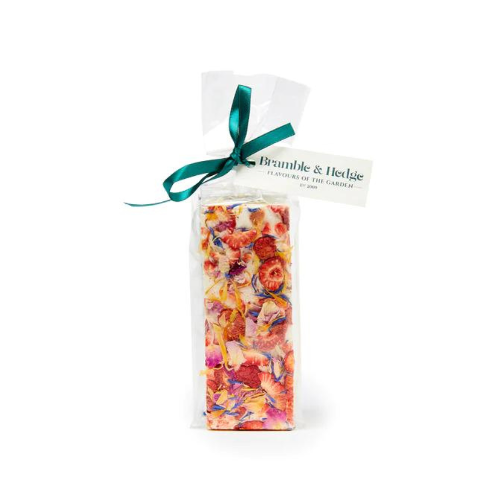 Strawberry, Elderflower & Belgian White Chocolate Nougat white backgroun image with a Strawberry, Elderflower & Belgian White Chocolate Nougat
