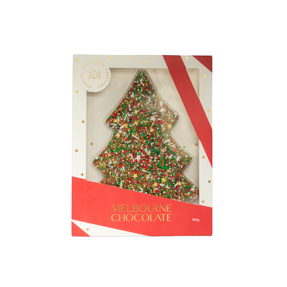Milk chocolate speckle tree A white background image with a box of Milk chocolate speckle tree