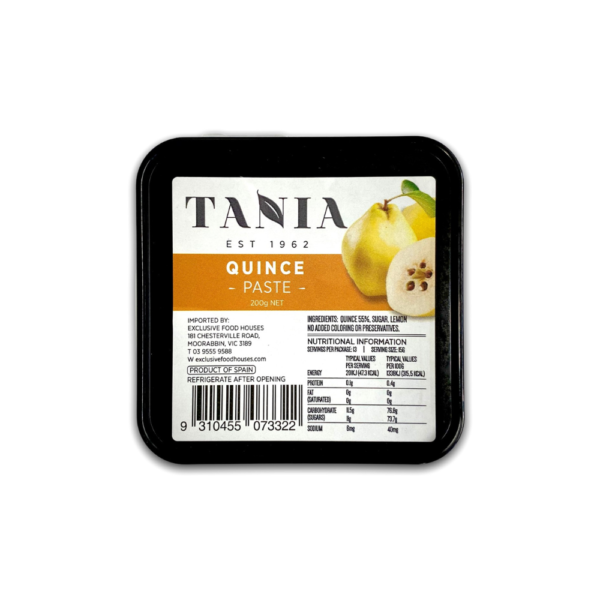 A white background image with a box of Quince paste