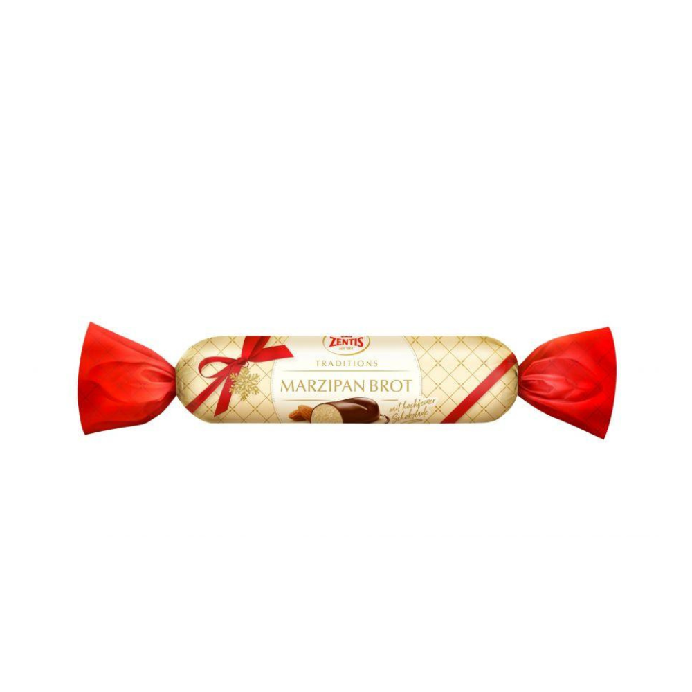 Marzipan covered in chocolate A white background image with a marzipan product