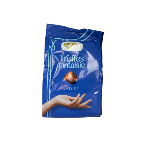 A white background image with a bag of french truffles