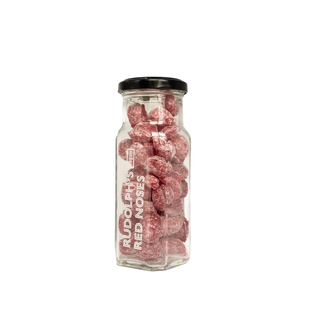 Vegan rudolph red noses candy A white background image with a lar of Vegan rudolph red noses candy