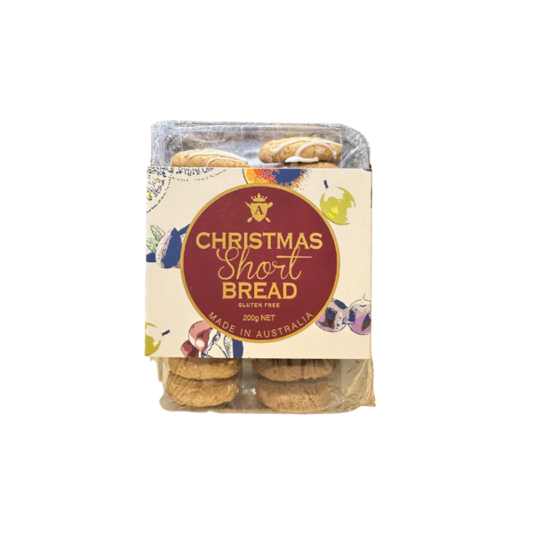 A white background image with a bag of Christmas short bread selection