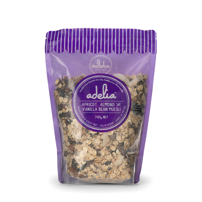 Adelia apricot, almond & vanilla bean muesli