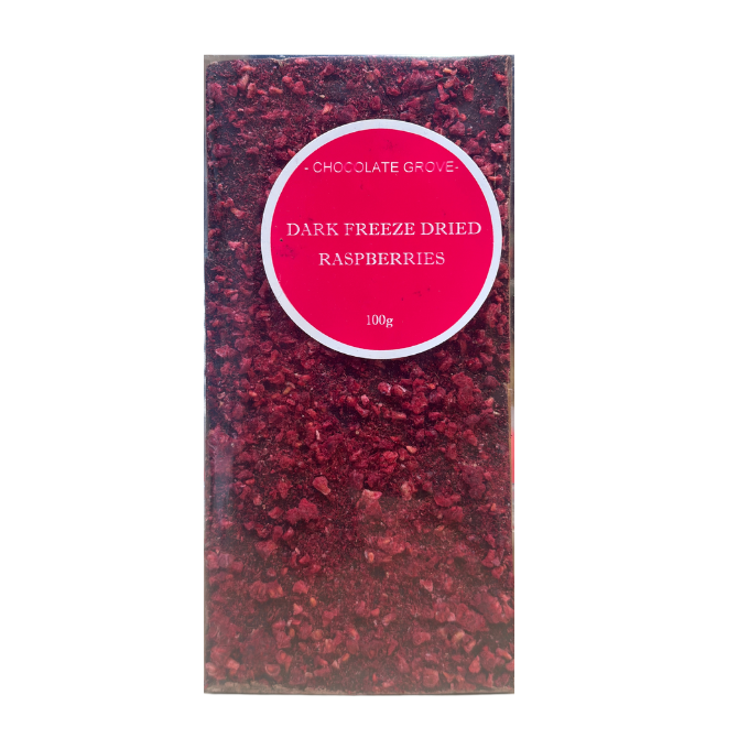 Chocolate Grove Dark chocolate freeze dried raspberries bar
