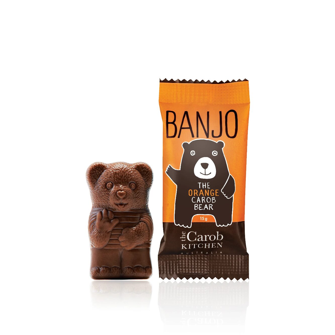 The Carob Kitchen Banjo orange carob bear