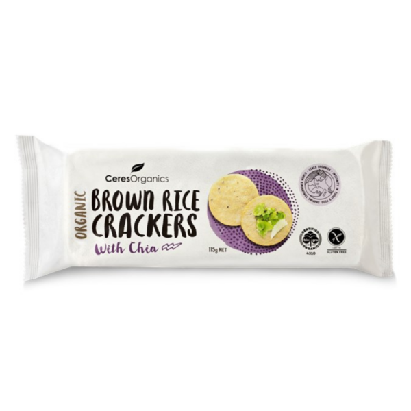 Brown rice crackers with chia