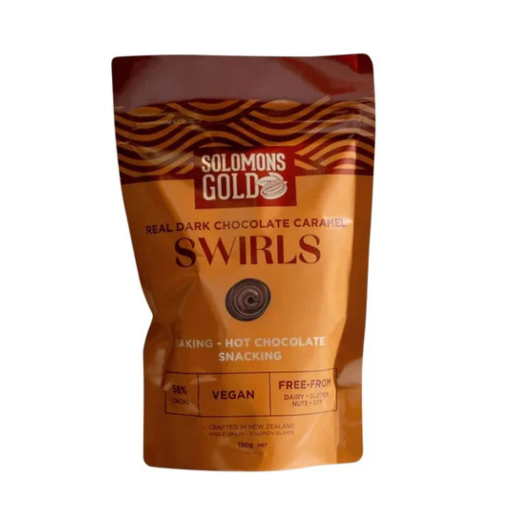 Solomons Gold dark chocolate caramel swirls