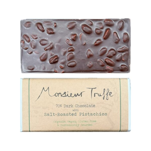 Monsieur Truffle dark chocolate salt-roasted pistachios bar
