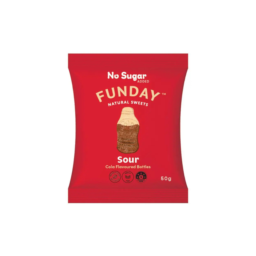 Funday natural gummies sour cola bottles
