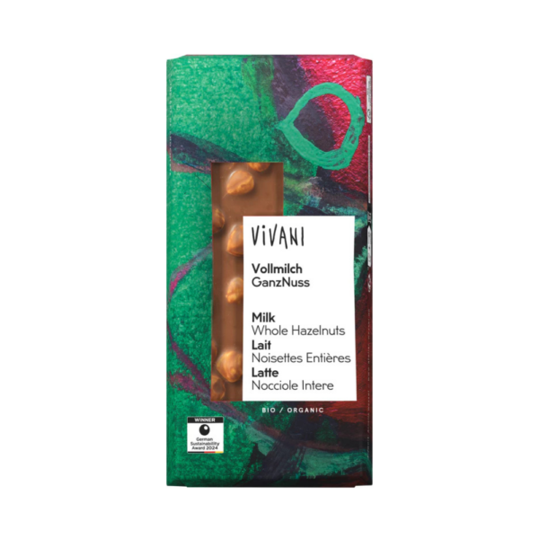 Vivani whole hazelnuts milk chocolate bar