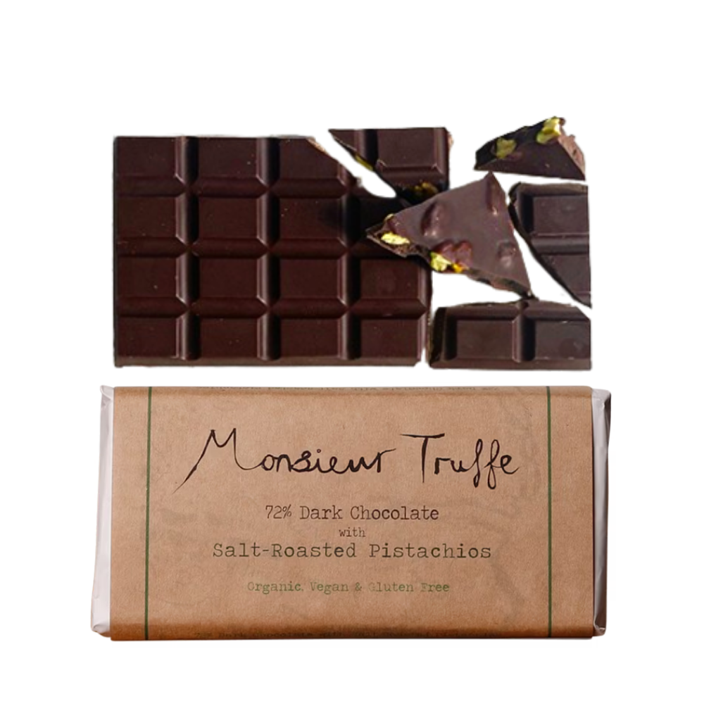 Monsieur Truffle dark chocolate salt-roasted pistachios bar