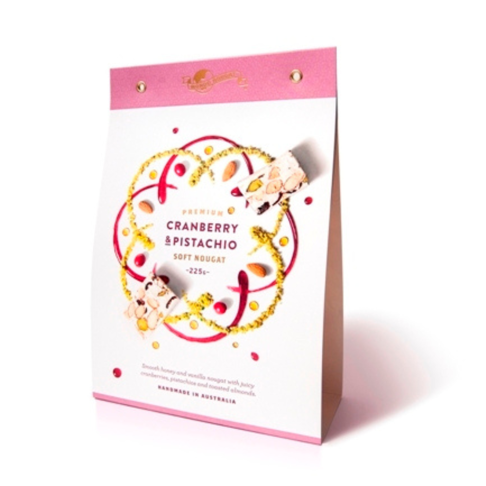 Mondo Nougat cranberry & pistachio soft nougat
