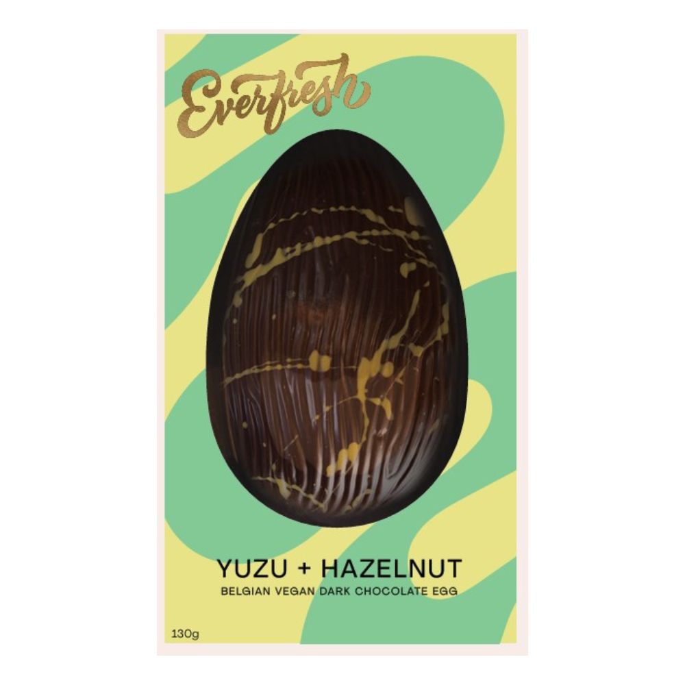 Everfresh yuzu and hazelnut Belgian vegan dark chocolate egg