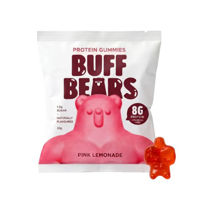 Buff Bears protein gummies pink lemonade