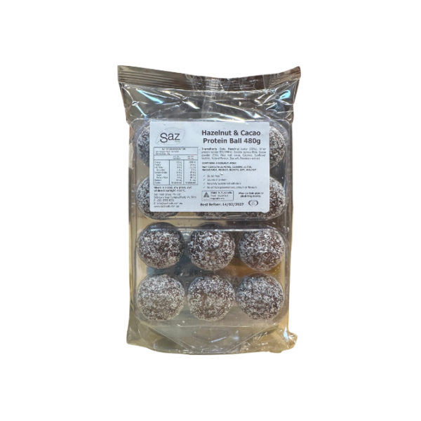 Hazelnut & cacao protein balls