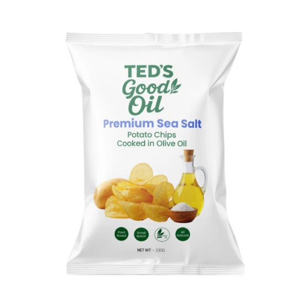 Ted's Good Oil Premium sea salt olive oil chips