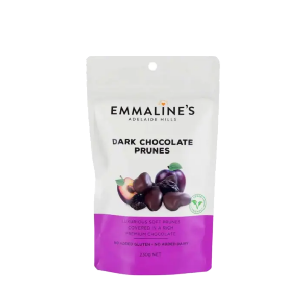 Emmaline's dark chocolate prunes