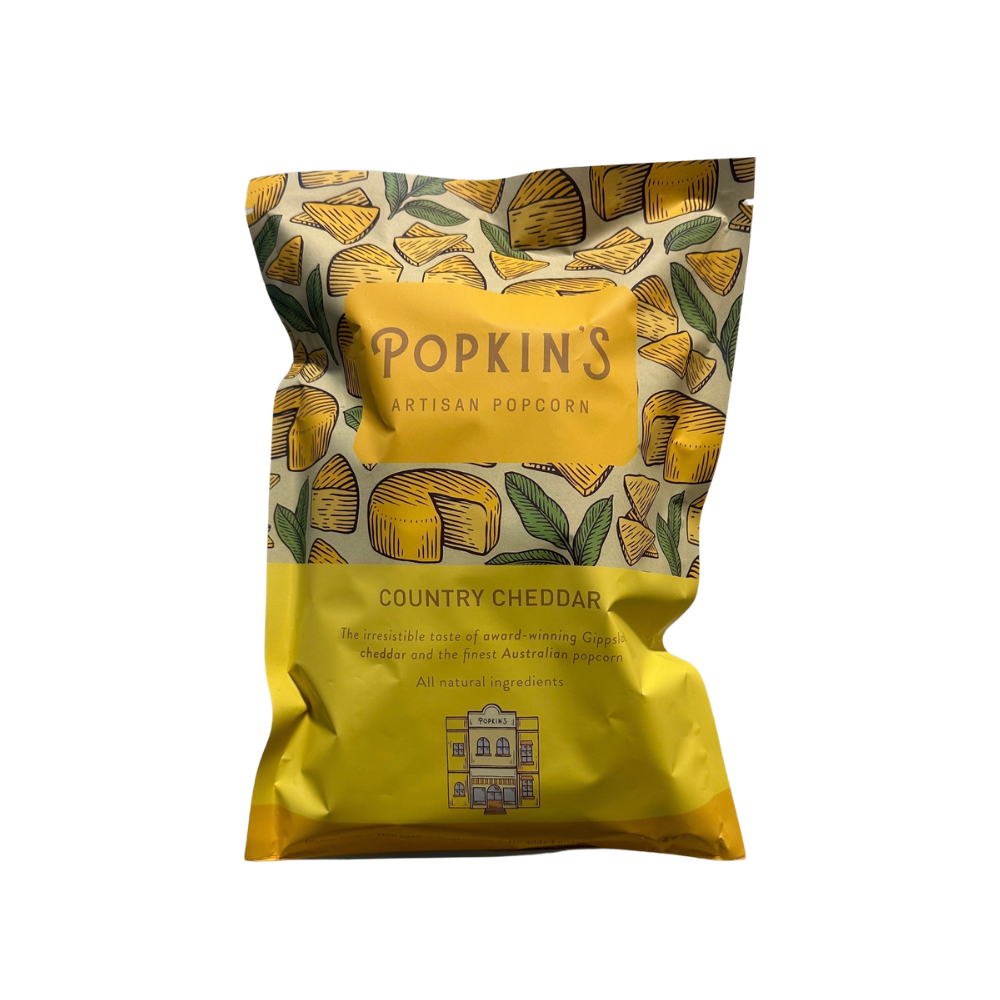 Popkin's artisan popcorn country cheddar flavour