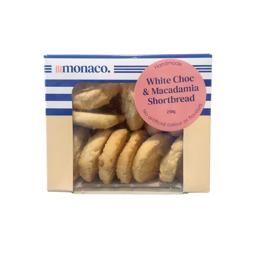 Monaco white chocolate & macadamias shortbread